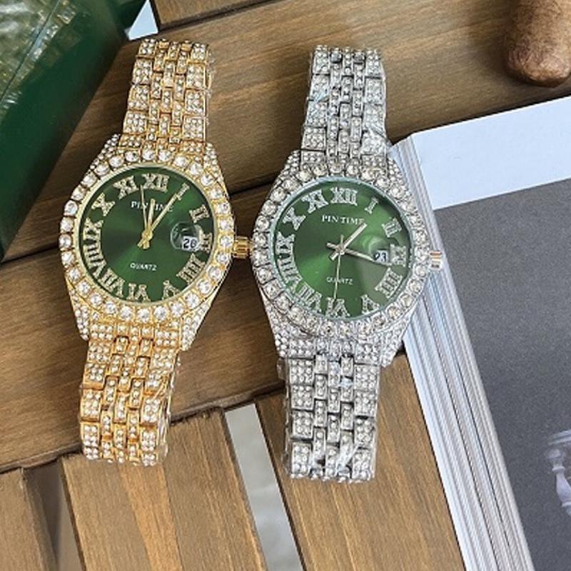 Часы в стиле хип-хоп, роскошные, блестящие, со стразами, водонепроницаемые, из нержавеющей стали, круглые, кварцевые, мужские, наручные часы, подарок парню