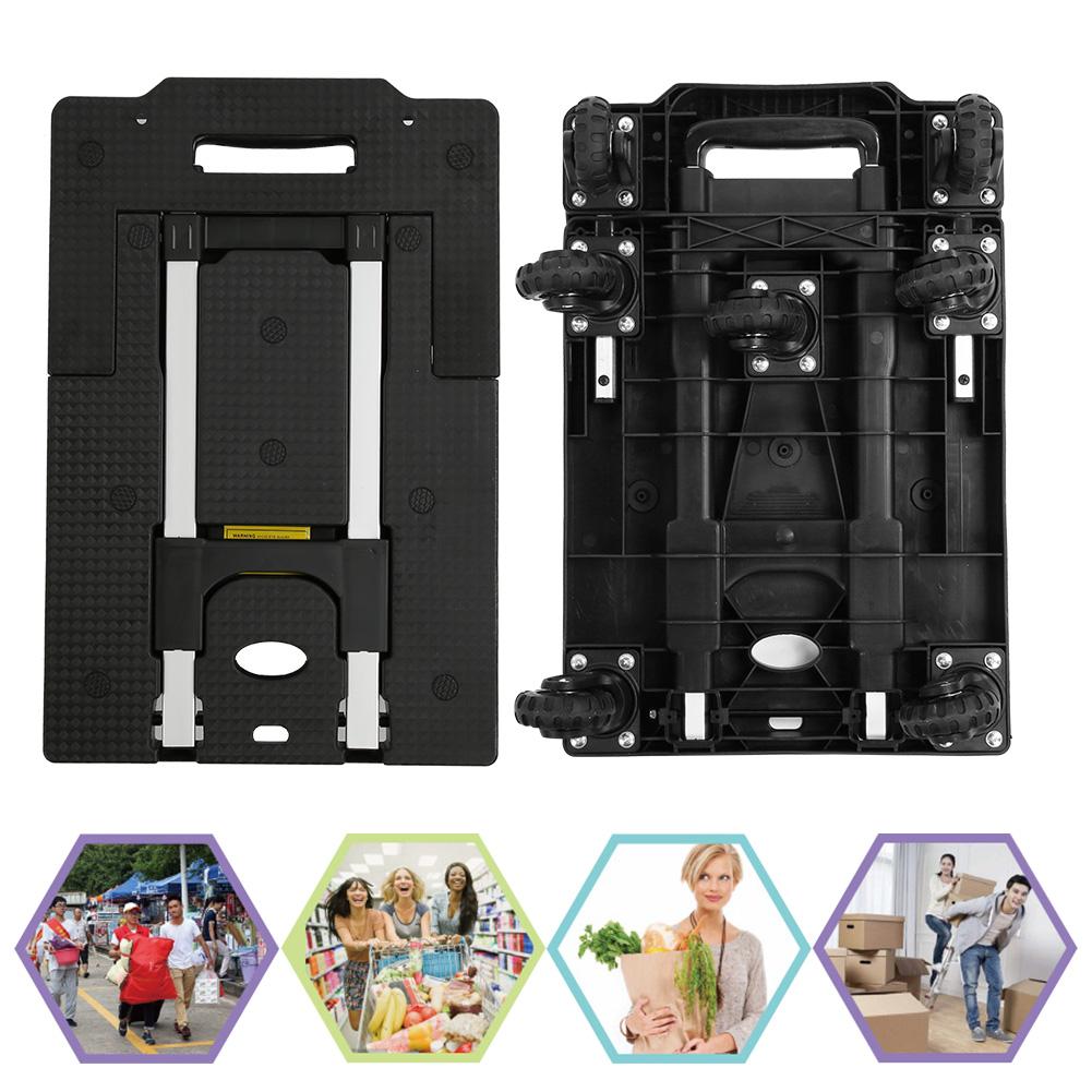 Portable Foldable Silent 7Wheel Platform Trolley Luggage Cart Hand Truck Adjustable Pulling Rod