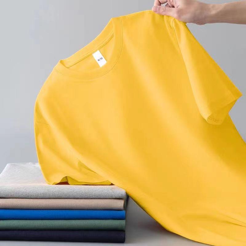 2024 Мужская и женская приталенная однотонная классическая футболка с коротким рукавом
