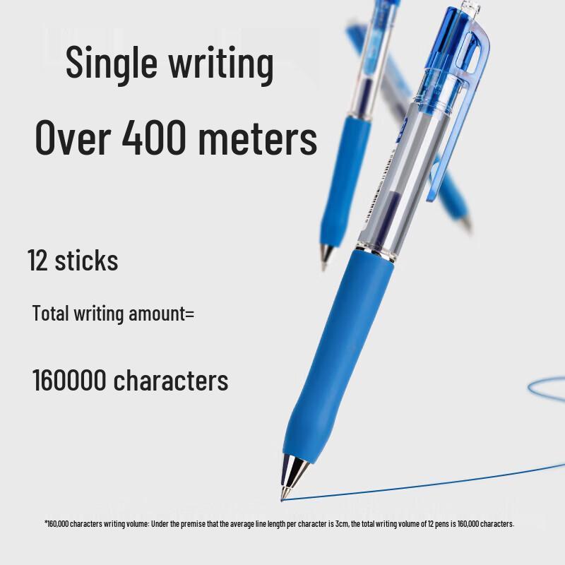 Deli S12 Retractable Gel Pen, 0.5mm, Blue, 12-Pack