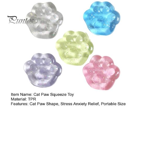 3/5Pcs Clear Cat Paw Squeeze Toy Anxiety Stress Relief Transparent Kitten Paw Pinch Sensory Toy Kids Teens Adults Soft TPR Stress Ball Animal Paw