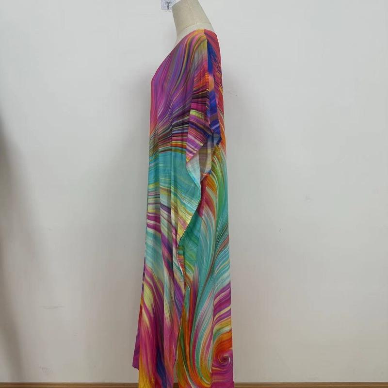 Плюс Размер Женщин Новый Принт Пляжный Свободный Платье Праздничный Бикини Накидка