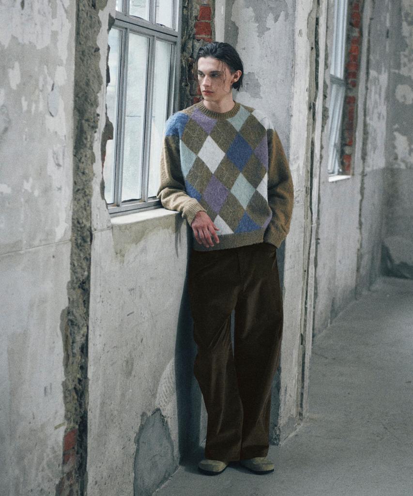 GLW Soft Argyle Knit Brown