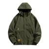 Men's Large Size Trend Casual Top Youth Hooded Everything Loose Jacket Elastic Drawstring Solid Color Windproof Jacket
