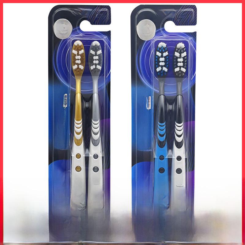 Зубная щетка для взрослых Sanxiao Clean K235B со средней щетиной, 2 шт. в упаковке — специальный дизайн для удаления пятен от зубов и курения.