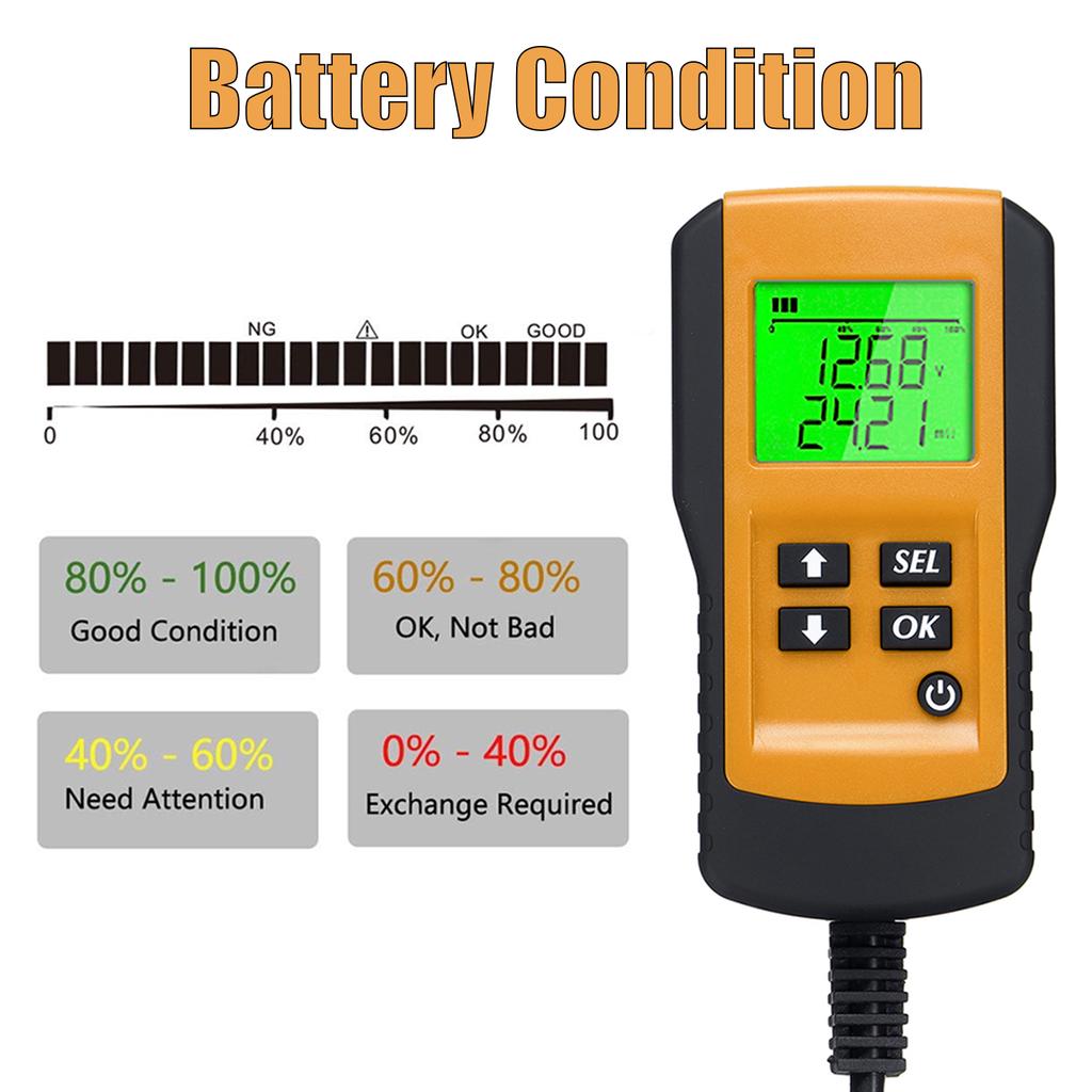 Battery Tester Car Battery Load Tester 12V 100-9999CCA Digital Battery Analyzer for Cars and