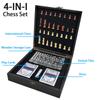 4-IN-1 Chess Set Kids Adults Chess Board Game for Playing Chess Cards Dices Dotted Tiles