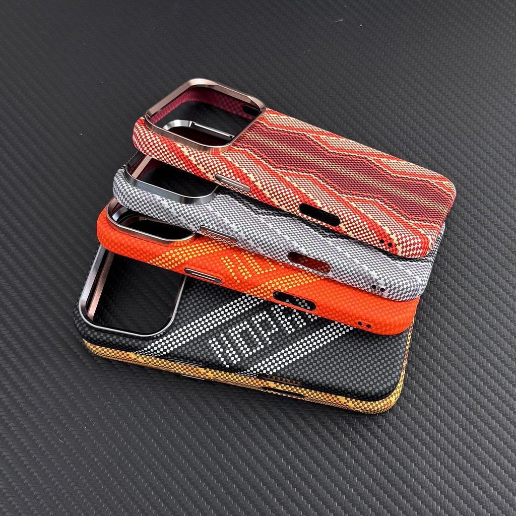 Магнитная присоска Kevlar подходит для iPhone18PROMAX Оранжевая текстура под кожу чехол для мобильного телефона Apple 17 продвинутое ощущение защиты