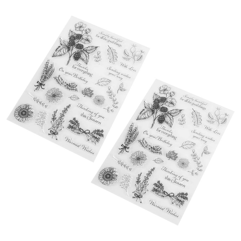 2 шт. прозрачный штамп с изображением растений, безопасный многоразовый материал, широкое применение, прозрачный штамп для открытки Boo