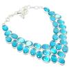 Blue Monalisa Gemstone 925 Sterling Silver Jewelry Necklace 18"