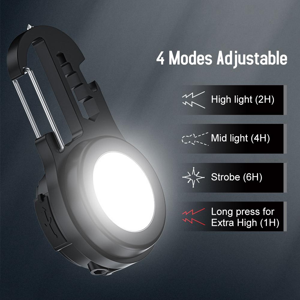 Мини-брелок-фонарик, светодиодный брелок для ключей, фонарик, вращающийся на 180 градусов, перезаряжаемый магнитный светильник