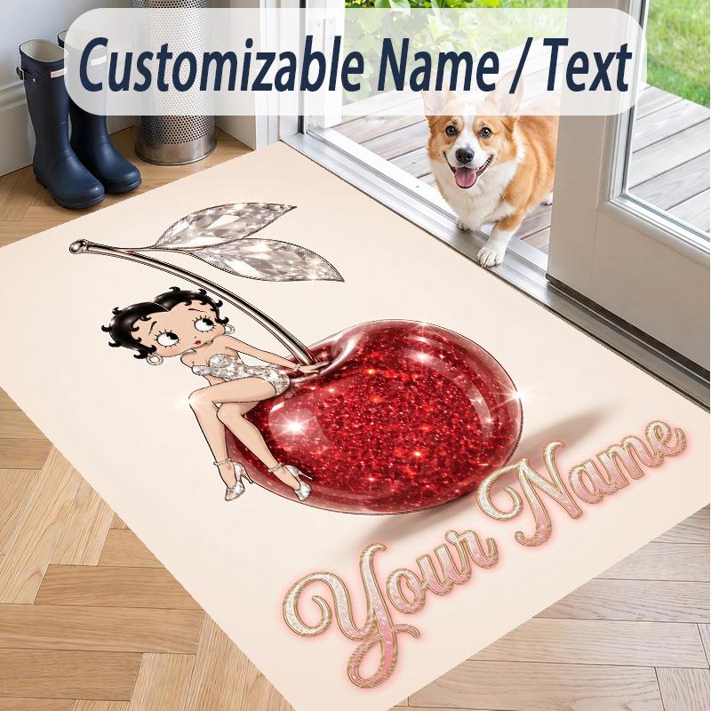 Custom Text Betty Boop Pattern Floor Rug Soft Indoor Carpet Mat Living Room Bedroom