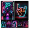 Colorful Punk Neon 80s Gamer Controller Cool Gaming Poster For Wall Art Esports Game Kawaii Room Decor Posters Canvas Painting