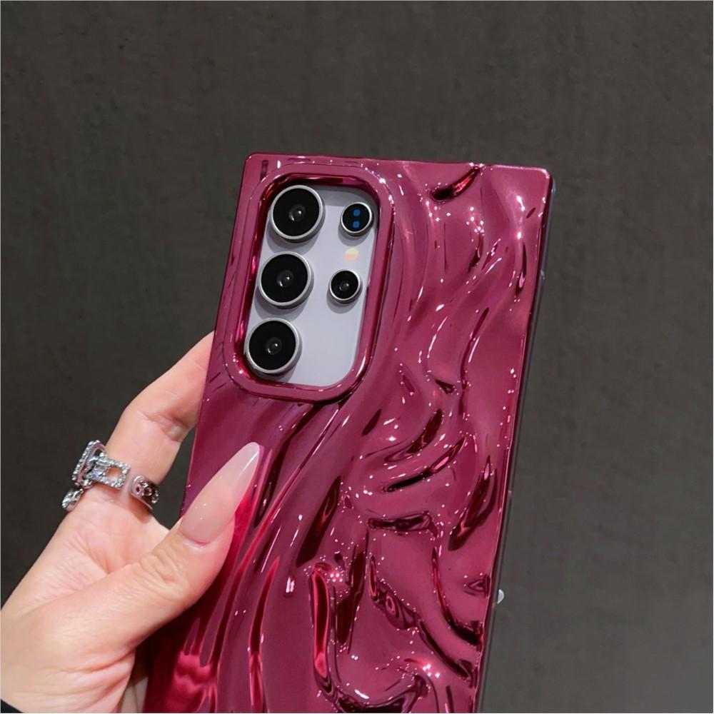 Блестящий 3D плиссированный чехол с эффектом мятой кожи для Samsung S25 S24 S23 Ultra Plus FE A56 A36 A26 A16 A06 A55 A35 A25 A15 A05