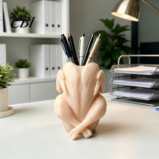 Gift For Students And Teachers Chicken Pen Holder, Cute Rooster Desk Organizer for Pens Makeup Brushes, Handmade Storage Large Capacity Stand