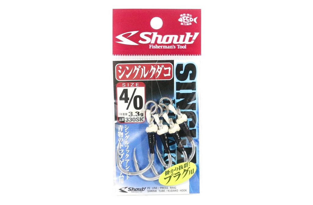 Shout 330-SK Одинарный Kudako Silver Assist Rigged Hook Размер 4/0 (0529)
