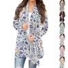 Women's Fashion Casual Retro  Print Mid-Length Cardigan Jacket