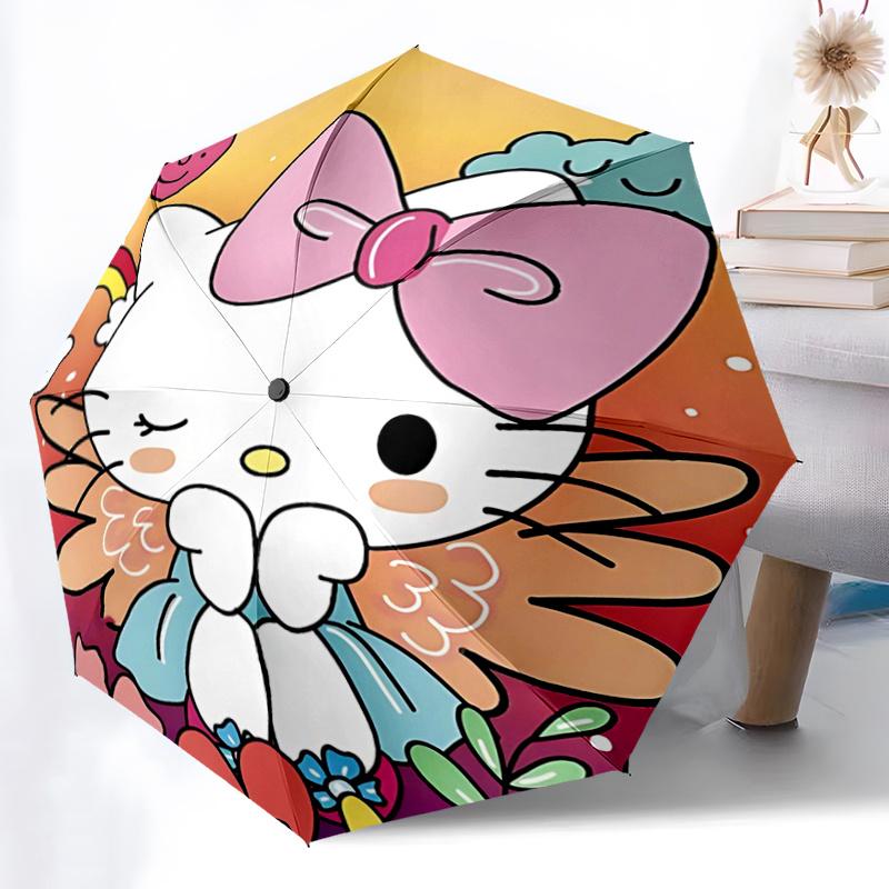 1pc Hello Kitty Automatic Opening/Closing Umbrella with Foldable Design, Iron Frame Outdoor Umbrella for Fans, Travelers, Daily Use, Festive Gift (Pin