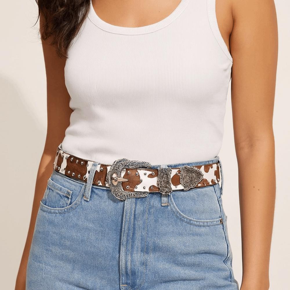 Punk Style Leopard Print Belt Vintage Y2k Waist Belt Personality Rivet Waist Belt Party