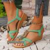 Women‘s Solid Color Wedge Sandals Ankle Buckle Non Slip Gladiator Shoes Woman Fashion Chunky Platform Sandalias 2024 Round Head