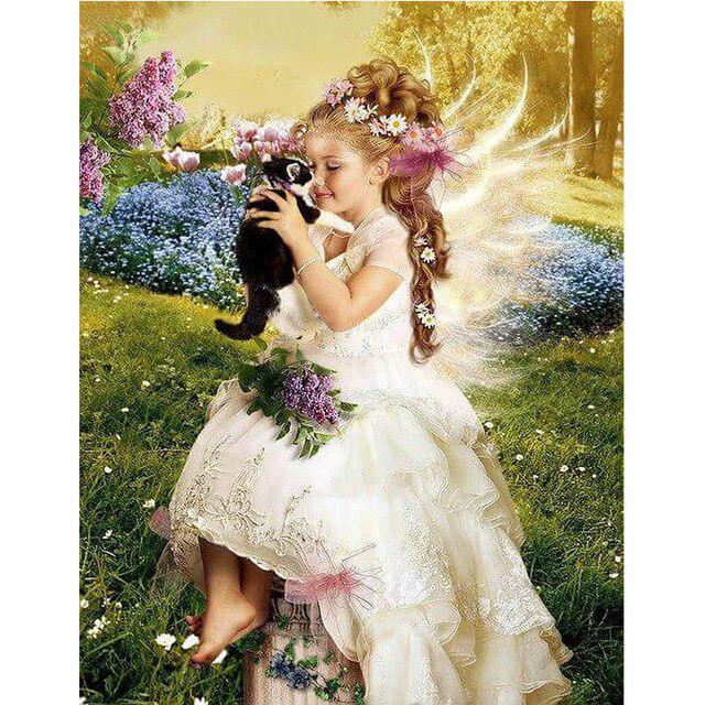 Мультфильм DIY 5D алмазная живопись вышивка крестиком полный круглый дрель Ангел Алмазная вышивка Стразы мозаика ручной работы домашний декор