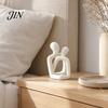 Love Couple Sculpture 3D Printed Abstract Statue, Minimalist Couples Bedroom Decor, White Hugging Lovers Sculptures, Compact Romantic Indoor