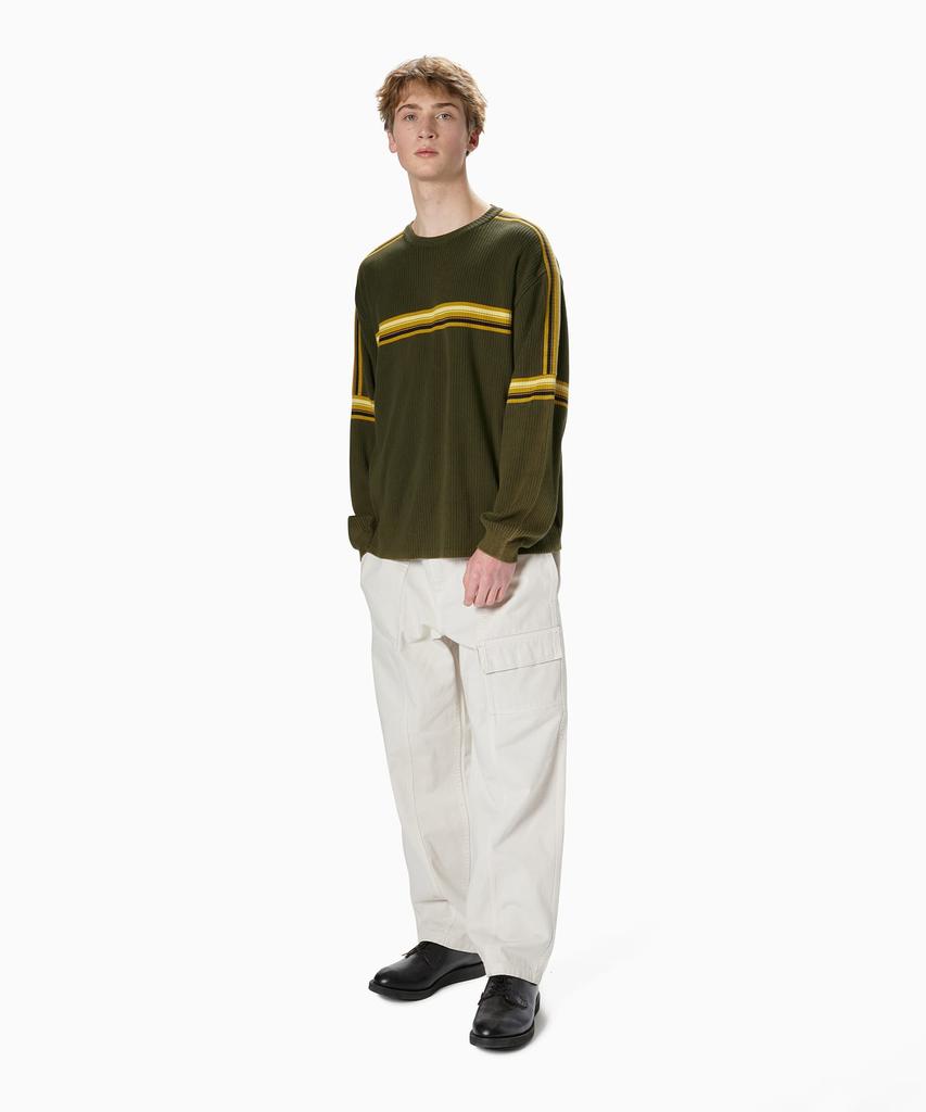 THISISNEVERTHAT Striped Knit L/S Top Olive