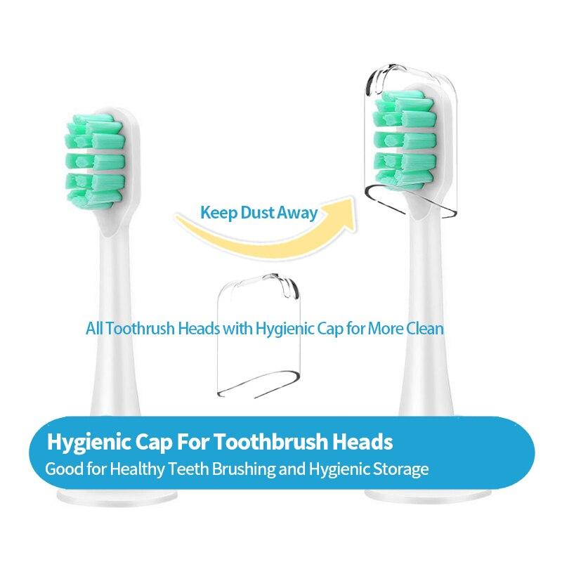 Сменные насадки для зубных щеток Xiaomi MiJia T300 и T500 поставляются с насадками для зубных щеток