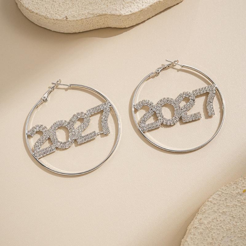 Happy New Year 2027 Rhinestone Earrings 1 Pair Elegant Fashion Jewelry for Women Friends New Year Gift Accessory