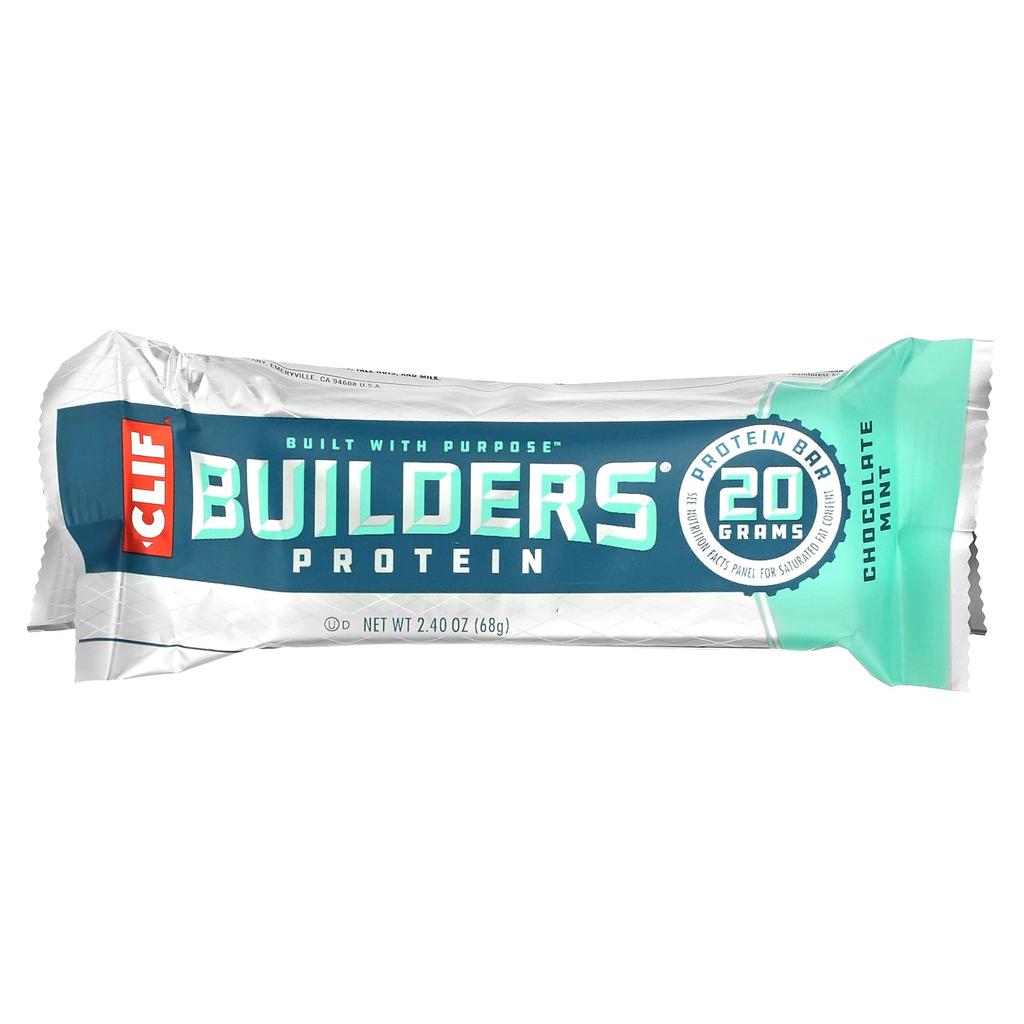 Clif Bar Протеиновый батончик Builder's, Шоколад с мятой, 12 батончиков, 68 г (2.40 унц) Каждый