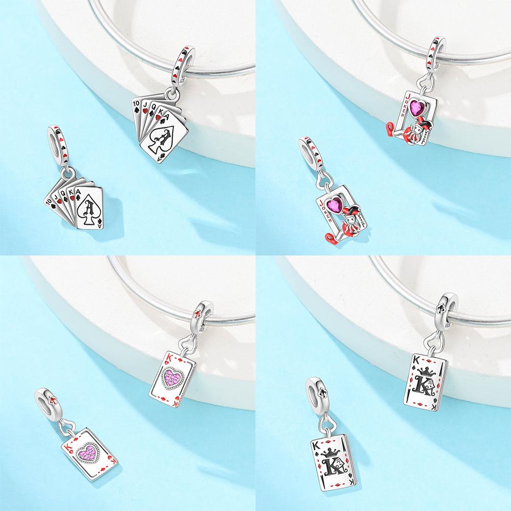 Women'S Pendants Original Copper Black Suit J Playing Card Red 10 Bead Fit Bracelet Women Jewelry Making Diy Gift Accessory