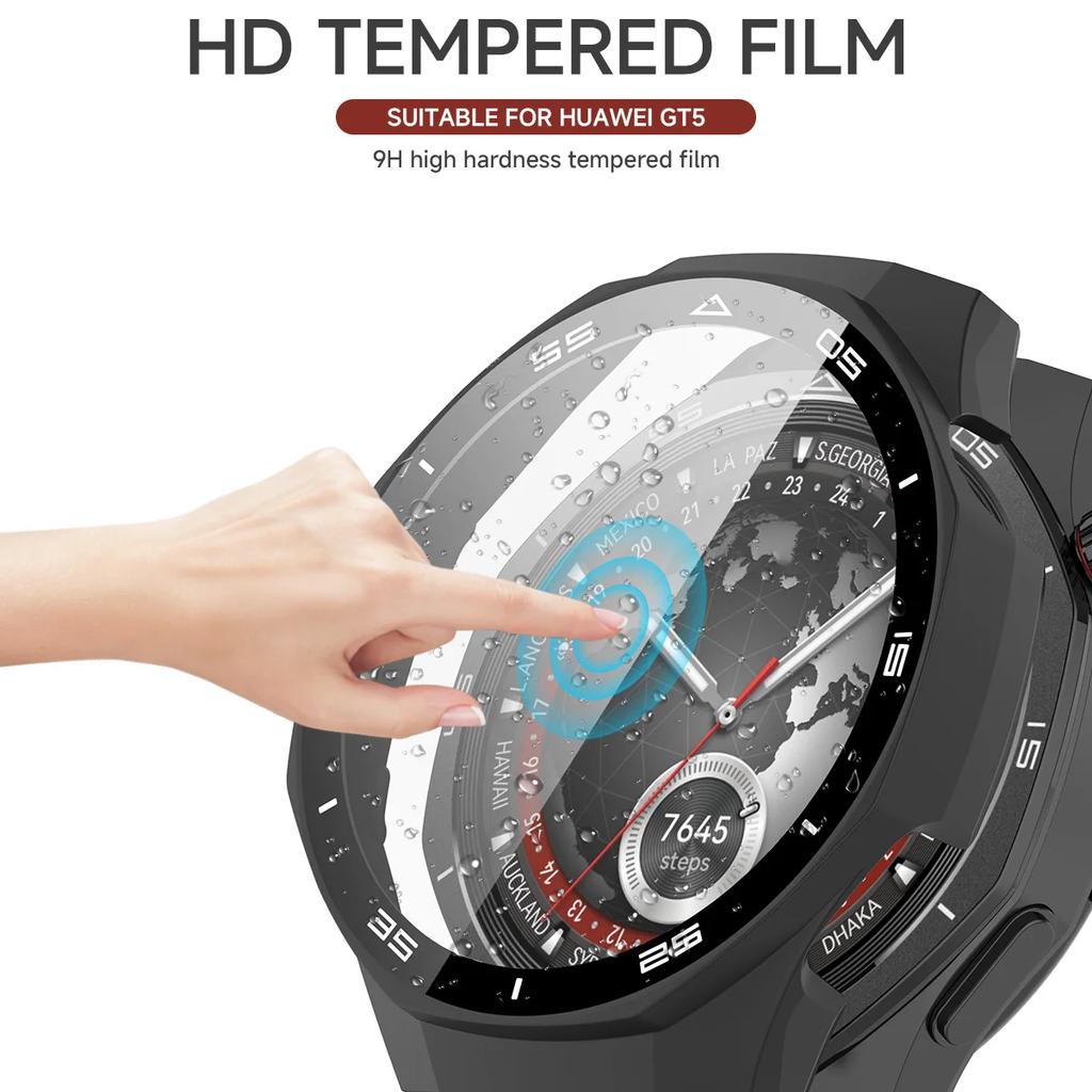 Чехол для Huawei Watch GT 5/GT5 Pro 46 мм Защитное стекло для экрана и Жесткий ПК Защитный бампер Huawei GT5 Чехол Аксессуары