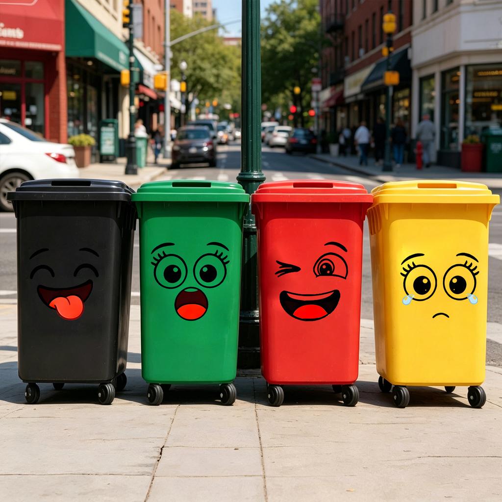 Children's Interest Environmental Protection Theme Self-adhesive Decorative Stickers for Cartoon Trash Can Storage Box