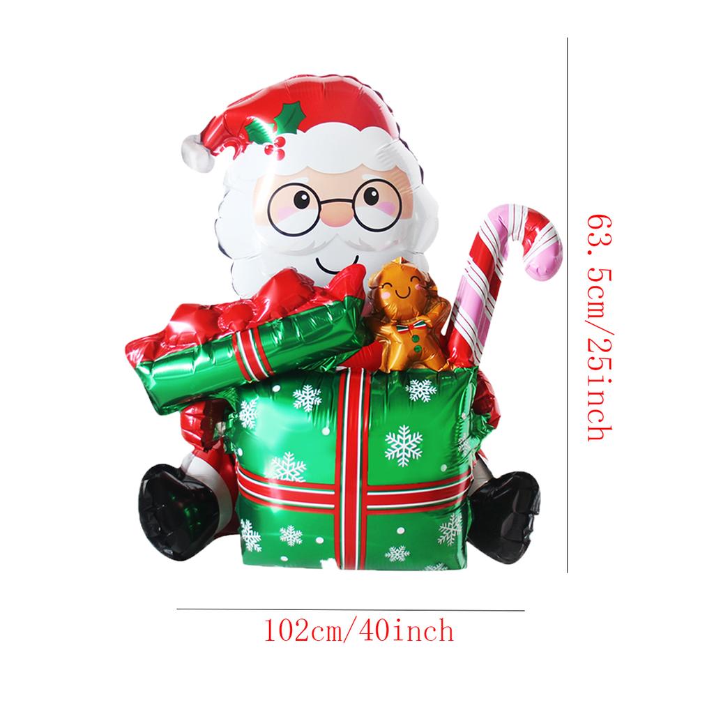 1pc 3D Gift Box Santa Claus Foil Balloons Gift Box Elk Balloon Christmas Decorations for Home Navidad 2025 Decor