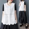 New Vest Women Plus Size V-Neck Hollow Summer Style Basic Short White Tops Tees Loose Clothing