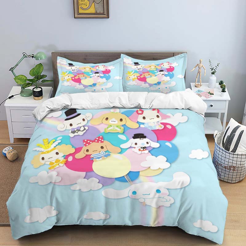 2026 New Cartoon Cinnamoroll Themed Three-Piece Bedding Set, Includes Duvet Cover and Pillowcase, Perfect As A Holiday Gift.