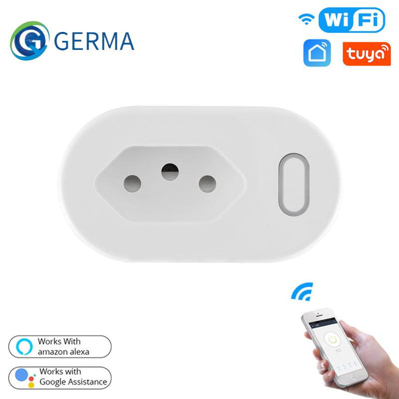 Germa Brazil 16a Tuya Wi-Fi Умная розетка с монитором питания Приложение Tuya Smart Life Wi-Fi Умная розетка работает для Google Home и Alexa