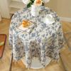 Vintage Round Tablecloth Blue Floral Farmhouse Washable Table Cover for Dining Picnic Indoor Outdoor Kitchen Tabletop Decoration