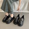 Британские туфли-лоферы на платформе Muffin женские весна 2025 года новые модные маленькие туфли Мэри Джейн для поездок на работу из кожи