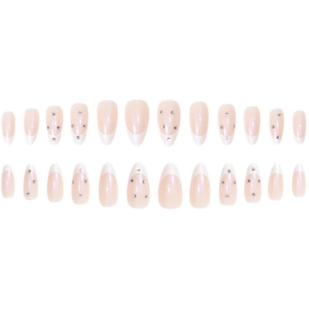 Long Almond Fake Nials Flowers Press On Nails Manicure Nail Tips Women