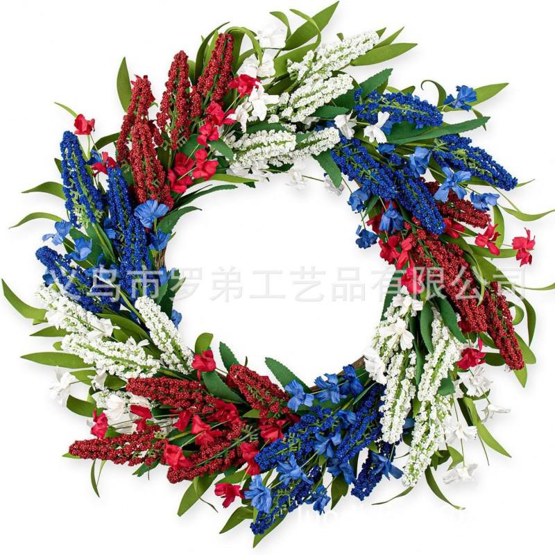 4th Of July Wreath Door Hanging Decoration With USA Flag Patriotic Party Home Outdoor Festive Display