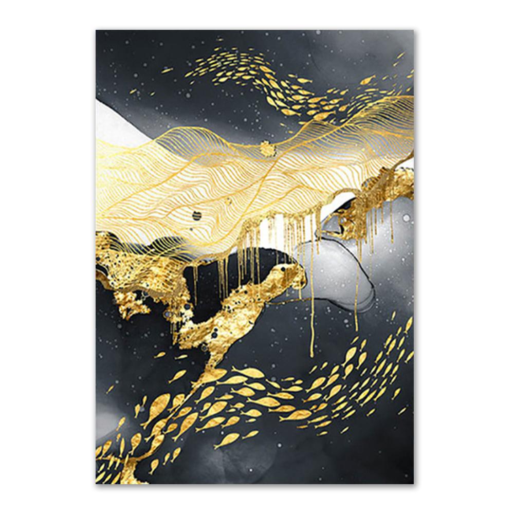 Golden Black Marble Canvas Art Luxury Painting Decoration Home Wall Art Picture for Living Room Canvas Wall Art Pictures Decor