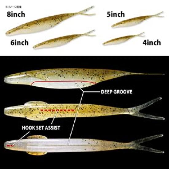 Deps Мягкая приманка Sakamata Shad 6 дюймов, червь для рыбалки, цвет Watermelon Pro Blue, 6 штук
