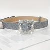 Vintage Bling Bling Sparkling Rhinestone Belt Glitter Luxury Brand Design PU Leather Belt Versatile Trendy Waistband Women