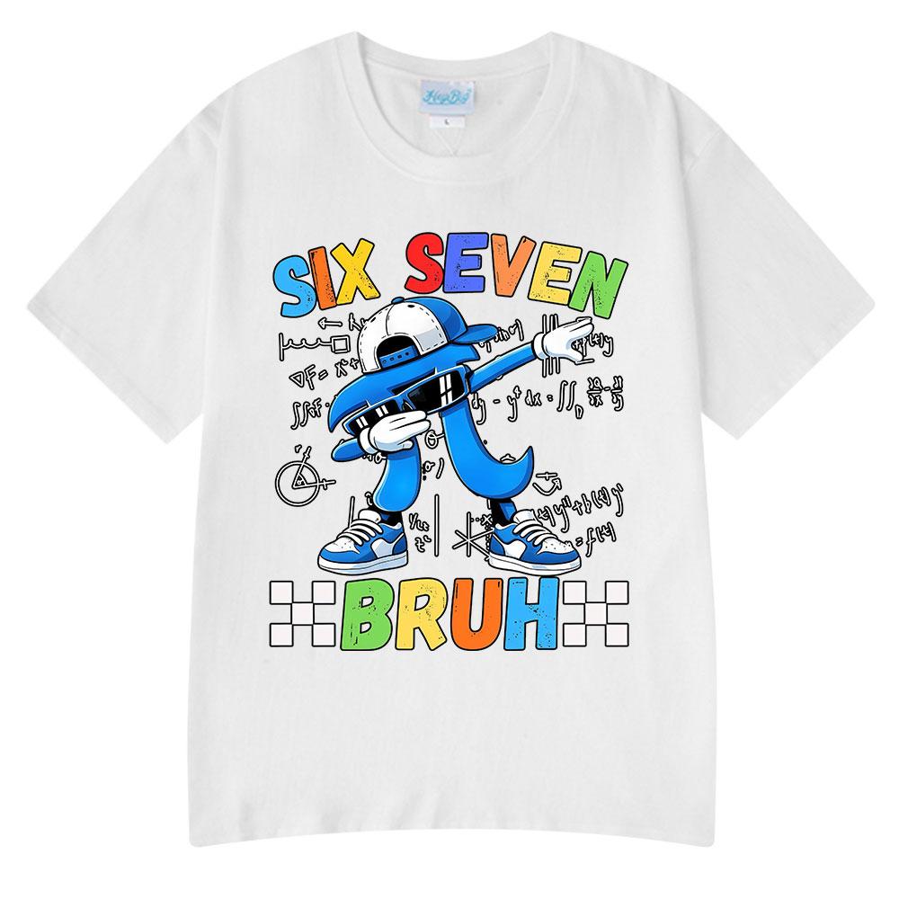 Six Seven Bruh Pi Day Dabbing Funny Cartoon Meme T Shirts Unisex Women Clothing Fashion Harajuku Cotton Casual Short Sleeve T-shirt