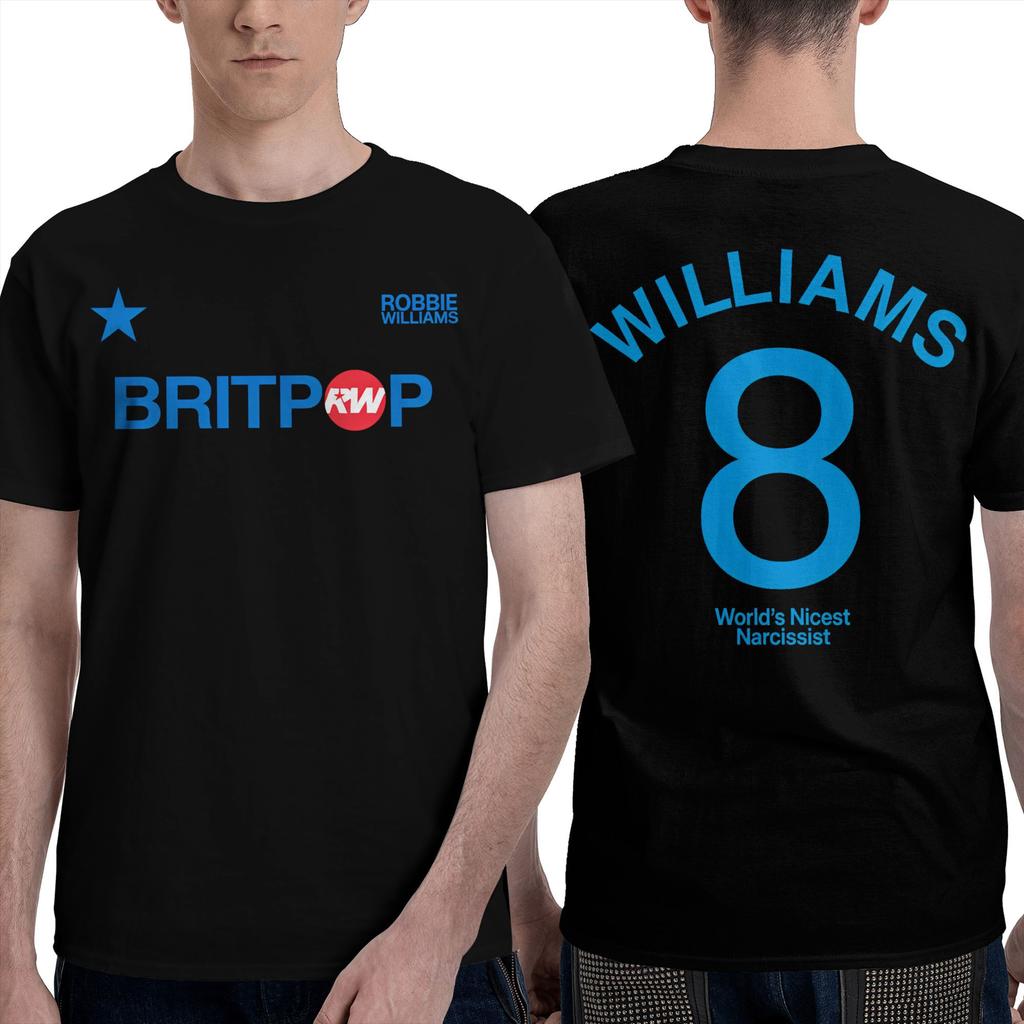Смешные футболки Robbie Williams Britpop Tour 2025 для мужчин С круглым вырезом 100% хлопок Футболка с коротким рукавом Одежда больших размеров