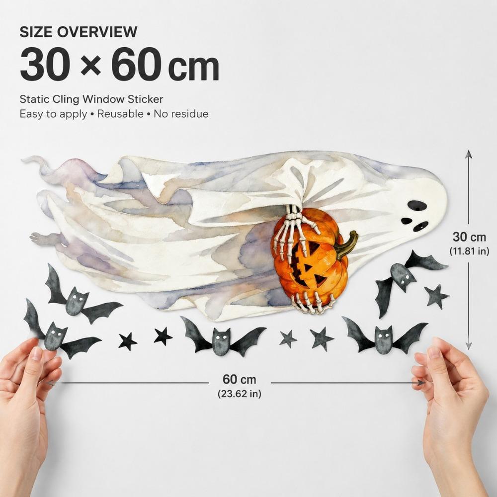 Cartoon Ghost Static Sticker Multicolor Window Stickers Ghost Stickers Shopwindow Ornament