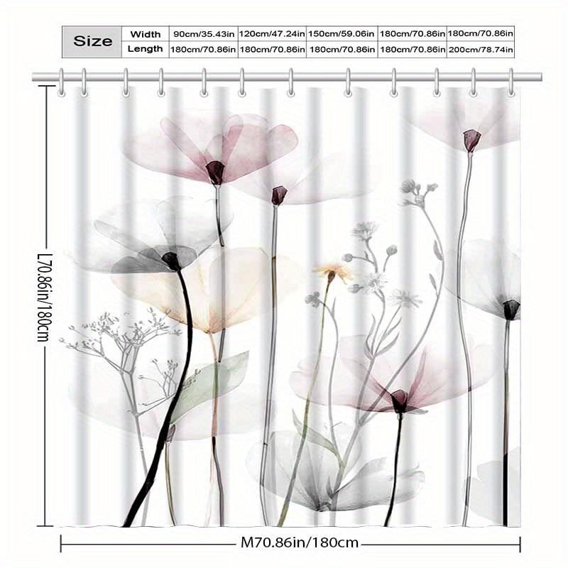 Элегантная акварельная цветочная шторка для душа с нежными пастельными цветами и изящными стеблями для безмятежной ванной комнаты в стиле природы