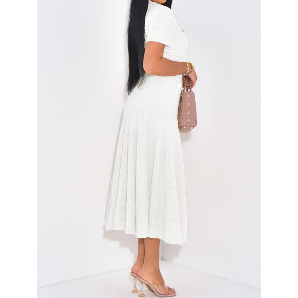 Облегающее вязаное платье с вырезами, коротким рукавом и кружевной отделкой, с акцентом на талии, длинное модное платье-свитер