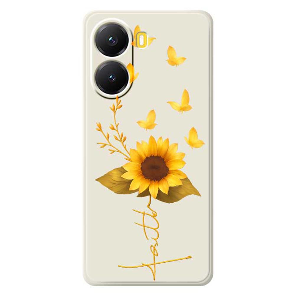 For Xiaomi Redmi Turbo 4 5G/Poco X7 Pro 5G Case Golden Butterfly Sunflower Pattern Printing Straight Edge TPU Phone Back Cover
